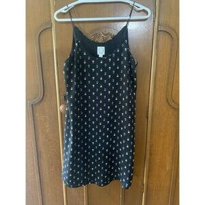 Blue Rain Black Halter Dress Lined With Blue Flower Accents.  Size Small B28